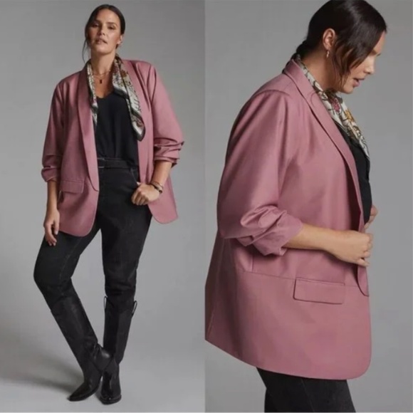 Anthropologie Jackets & Blazers - Mare Mare x Anthropologie Cinch Sleeve Blazer Mauve Size 2X Plus Dusty Rose Pink